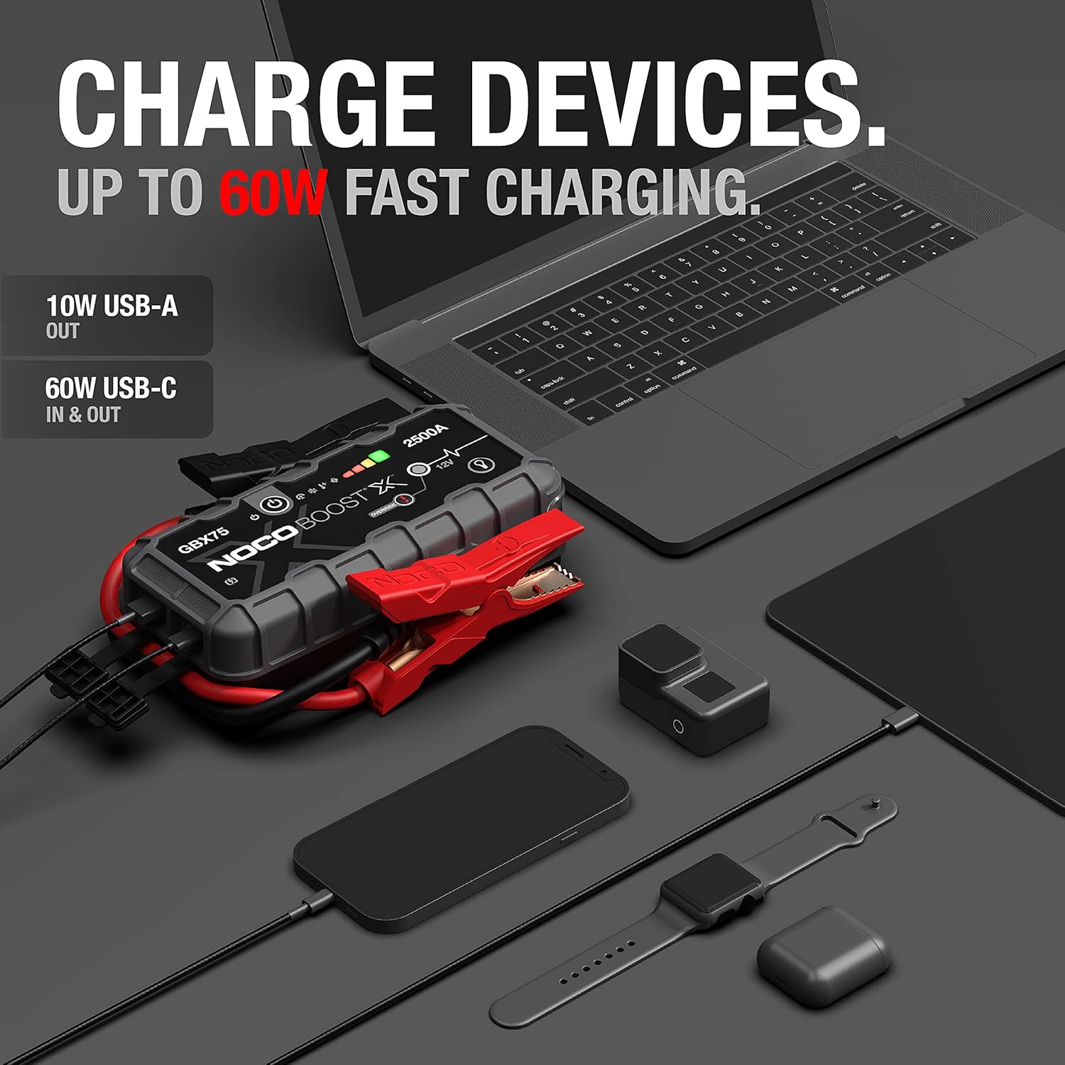 NOCO Boost X GBX75: 2500A UltraSafe Jump Starter – 12V Lithium Battery Booster Pack, Portable Jump Box, Power Bank & Jumper Cables - for 8.5L Gas and 6.5L Diesel Engines - Image 5